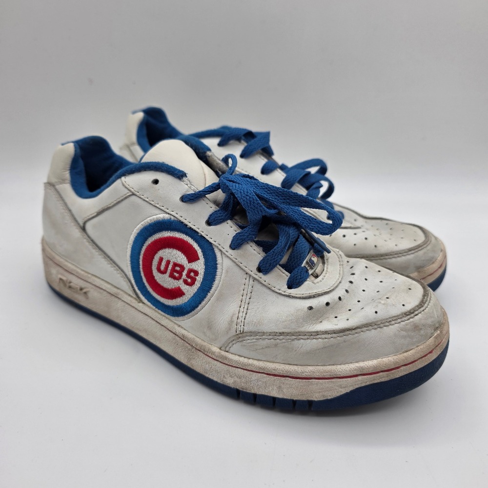 Reebok RBK MLB Chicago Cubs White Blue Leather Sneakers Mens 7 Womens 8.5 RB 711